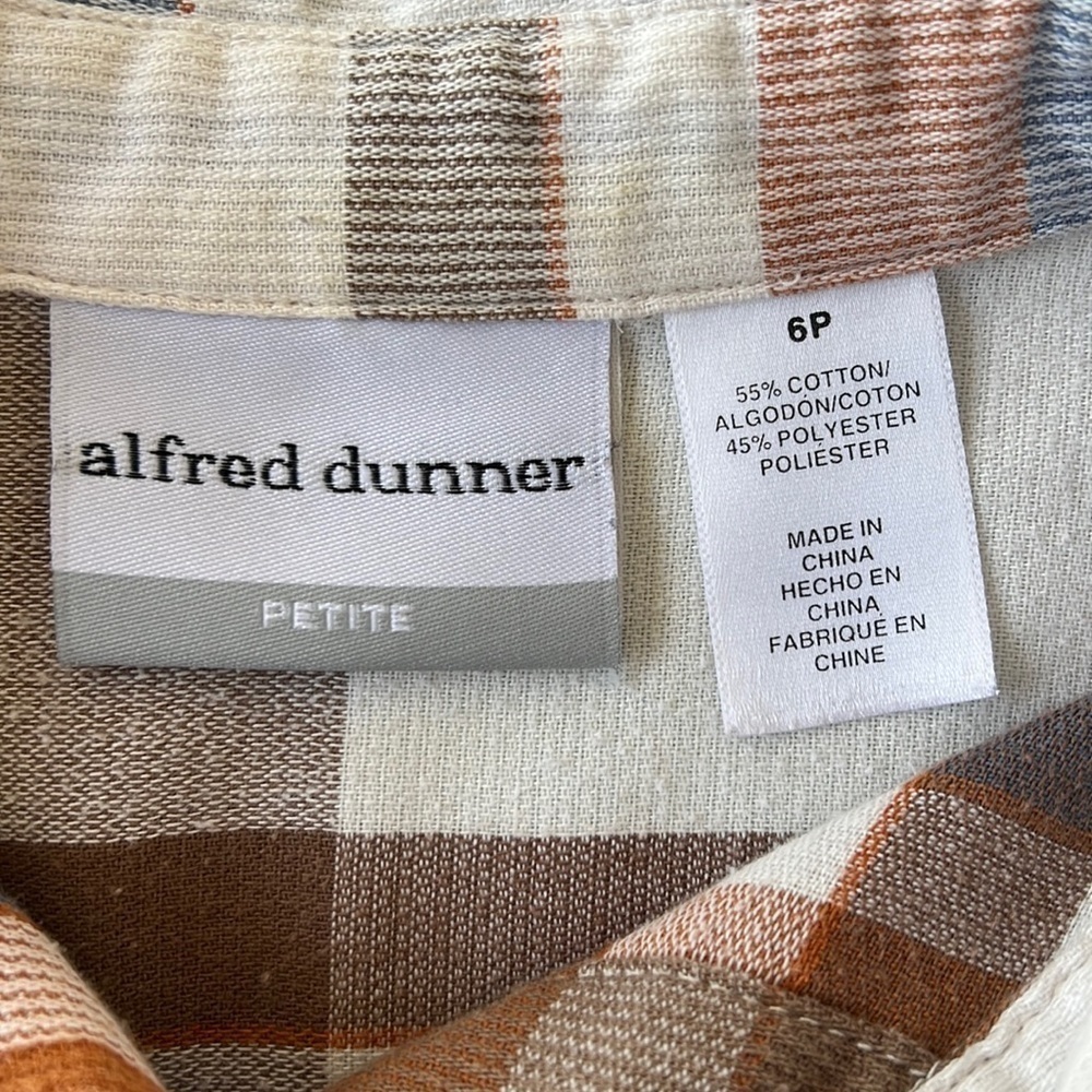 Vintage Alfred Dunner Plaid Button Down Shirt Roll Tab Lightweight Shacket - Picture 9 of 12
